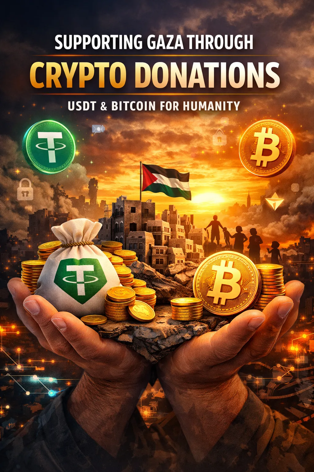 تبرع لغزة بالبيتكوين, التبرع لغزة بالعملات الرقمية, دعم غزة USDT, تبرع كريبتو لفلسطين, فريق غزة 48 الخيري, Bitcoin for Gaza, Donate Crypto to Gaza, العملات الرقمية في العمل الخيري